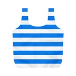 Horizontal Stripes - White and Dodger Blue Full Print Recycle Bag (M)