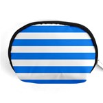 Horizontal Stripes - White and Dodger Blue Accessory Pouch (Medium)