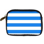 Horizontal Stripes - White and Dodger Blue Digital Camera Leather Case