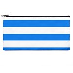 Horizontal Stripes - White and Dodger Blue Pencil Case