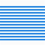 Horizontal Stripes - White and Dodger Blue Collage 11  x 14 