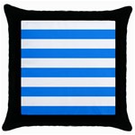 Horizontal Stripes - White and Dodger Blue Throw Pillow Case (Black)