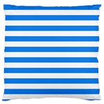 Horizontal Stripes - White and Dodger Blue Large Cushion Case (Two Sides)