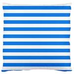 Horizontal Stripes - White and Dodger Blue Standard Flano Cushion Case (Two Sides)