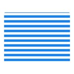 Horizontal Stripes - White and Dodger Blue Double Sided Flano Blanket (Mini)