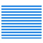 Horizontal Stripes - White and Dodger Blue Double Sided Flano Blanket (Small)