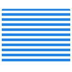 Horizontal Stripes - White and Dodger Blue Double Sided Flano Blanket (Medium)