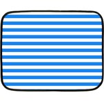 Horizontal Stripes - White and Dodger Blue Fleece Blanket (Mini)