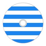 Horizontal Stripes - White and Dodger Blue CD Wall Clock