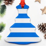 Horizontal Stripes - White and Dodger Blue Ornament (Christmas Tree)