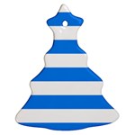 Horizontal Stripes - White and Dodger Blue Christmas Tree Ornament (Two Sides)