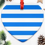 Horizontal Stripes - White and Dodger Blue Ornament (Heart)