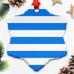 Horizontal Stripes - White and Dodger Blue Ornament (Snowflake)