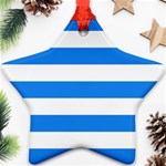 Horizontal Stripes - White and Dodger Blue Ornament (Star)
