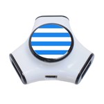 Horizontal Stripes - White and Dodger Blue Portable USB Hub (One Side)