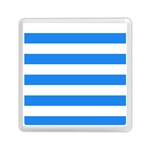 Horizontal Stripes - White and Dodger Blue Memory Card Reader with Storage (Square)