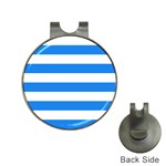Horizontal Stripes - White and Dodger Blue Golf Ball Marker Hat Clip