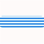 Horizontal Stripes - White and Dodger Blue Medium Bar Mat