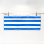 Horizontal Stripes - White and Dodger Blue Hand Towel