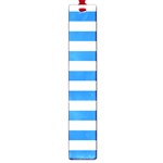 Horizontal Stripes - White and Dodger Blue Large Book Mark
