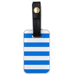 Horizontal Stripes - White and Dodger Blue Luggage Tag (One Side)