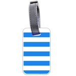 Horizontal Stripes - White and Dodger Blue Luggage Tag (Two Sides)