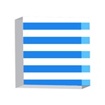 Horizontal Stripes - White and Dodger Blue 4 x 4  Acrylic Photo Block