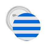 Horizontal Stripes - White and Dodger Blue 2.25  Button