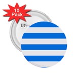 Horizontal Stripes - White and Dodger Blue 2.25  Button (10 pack)