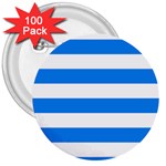 Horizontal Stripes - White and Dodger Blue 3  Button (100 pack)