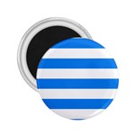 Horizontal Stripes - White and Dodger Blue 2.25  Magnet