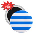 Horizontal Stripes - White and Dodger Blue 2.25  Magnet (100 pack)