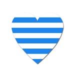 Horizontal Stripes - White and Dodger Blue Magnet (Heart)