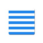 Horizontal Stripes - White and Dodger Blue Magnet (Square)