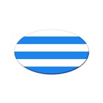 Horizontal Stripes - White and Dodger Blue Sticker Oval (10 pack)