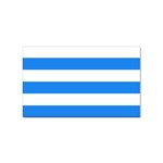 Horizontal Stripes - White and Dodger Blue Sticker (Rectangular)