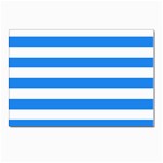 Horizontal Stripes - White and Dodger Blue Postcard 4 x 6  (Pkg of 10)