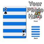 Horizontal Stripes - White and Dodger Blue Playing Cards 54 Designs