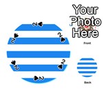 Horizontal Stripes - White and Dodger Blue Playing Cards 54 (Round)