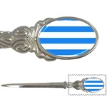 Horizontal Stripes - White and Dodger Blue Letter Opener
