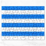 Horizontal Stripes - White and Dodger Blue Jigsaw Puzzle (Rectangular)