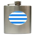 Horizontal Stripes - White and Dodger Blue Hip Flask (6 oz)