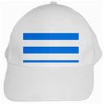 Horizontal Stripes - White and Dodger Blue White Cap