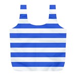 Horizontal Stripes - White and Royal Blue Full Print Recycle Bag (L)