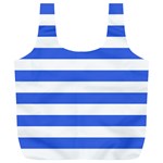 Horizontal Stripes - White and Royal Blue Full Print Recycle Bag (XL)