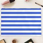 Horizontal Stripes - White and Royal Blue Cosmetic Bag (XXL)