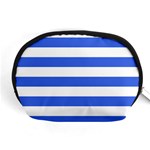 Horizontal Stripes - White and Royal Blue Accessory Pouch (Medium)