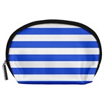 Horizontal Stripes - White and Royal Blue Accessory Pouch (Large)