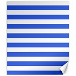 Horizontal Stripes - White and Royal Blue Canvas 8  x 10 