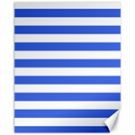 Horizontal Stripes - White and Royal Blue Canvas 11  x 14 